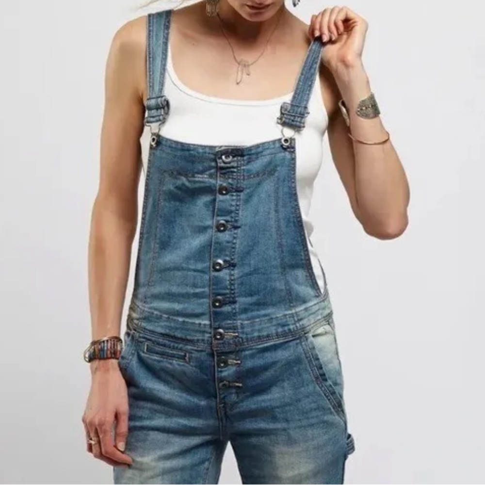 ❣️HOST PICK❣️Free People Denim Overalls Button Front - Picture 3 of 8